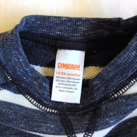 gymboree navy blue striped crewneck raglan sleeve sweatshirt 18-24 months baby - Picture 3 of 5